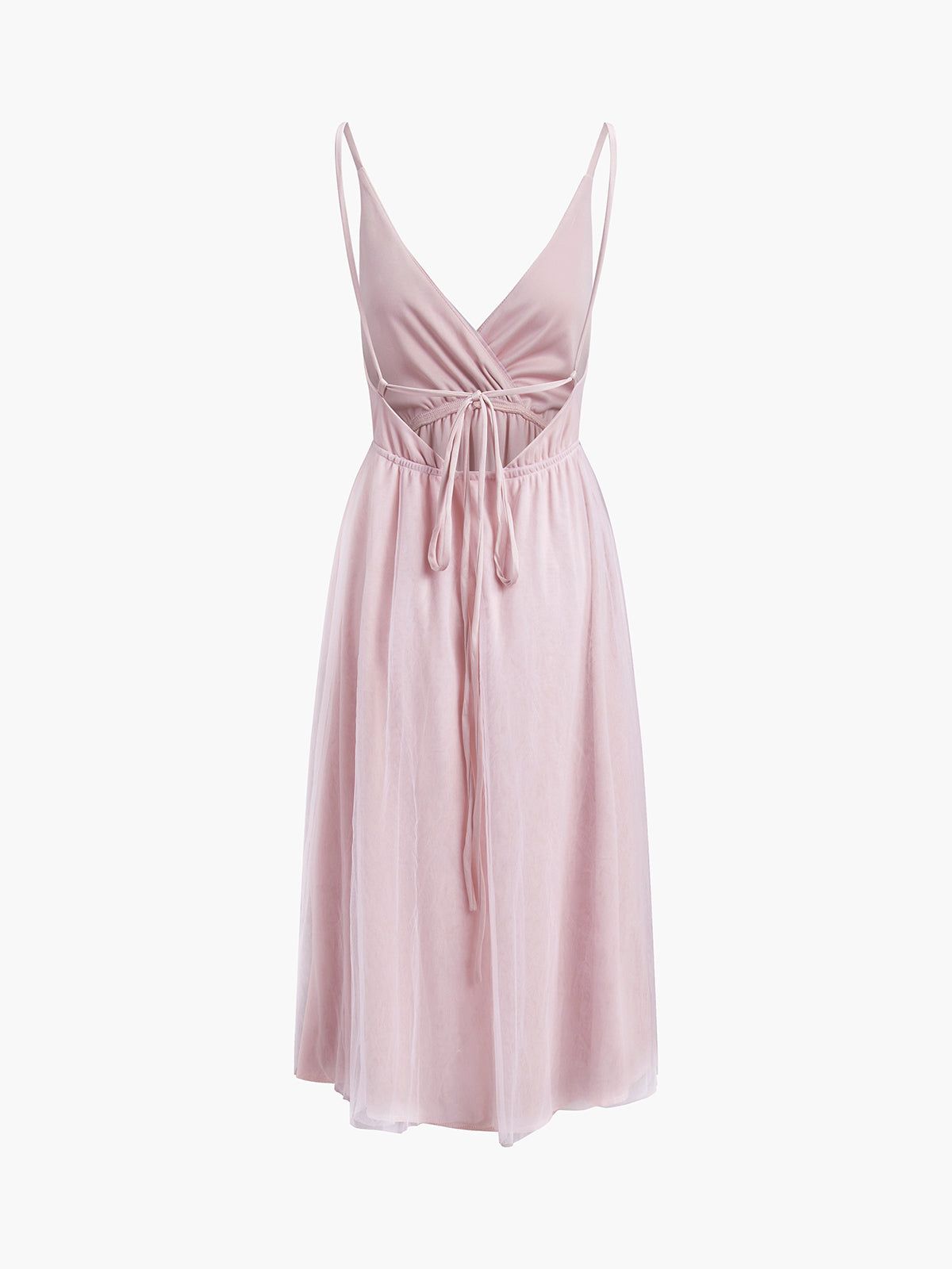 Wrap Open Back Tied Mesh Midi Dress sold by COMMENSE product image thumbnail 2