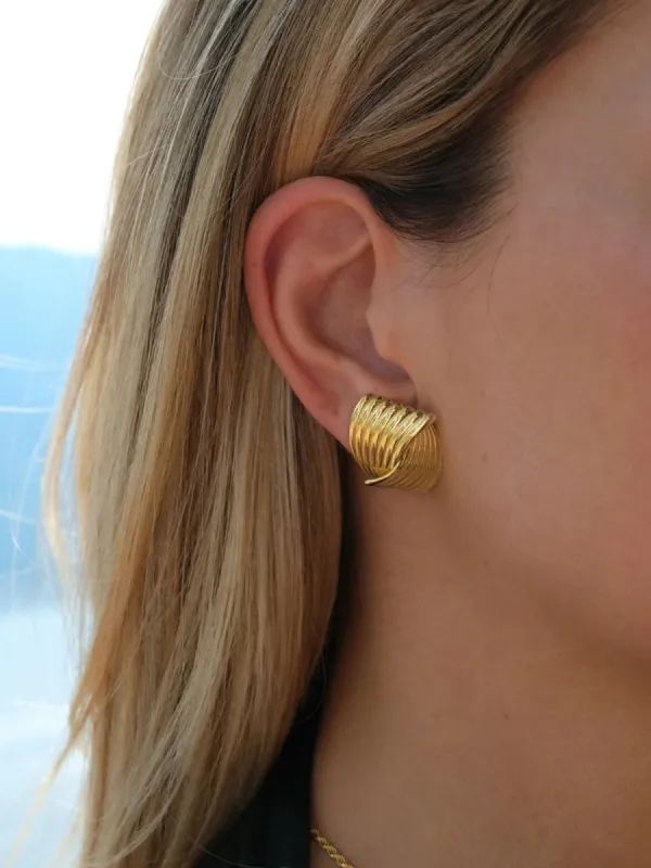 Chunky Gold Twisted Earrings sold by COMMENSE