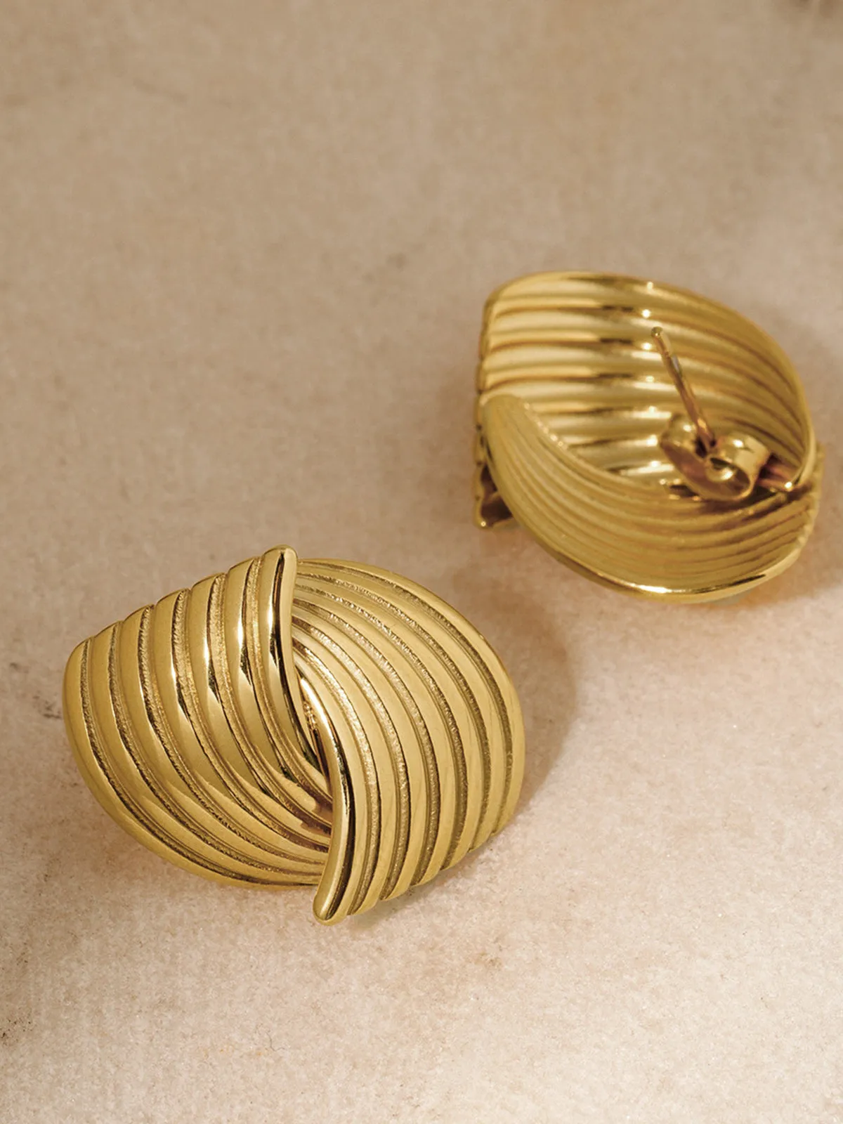 Chunky Gold Twisted Earrings sold by COMMENSE product image thumbnail 4