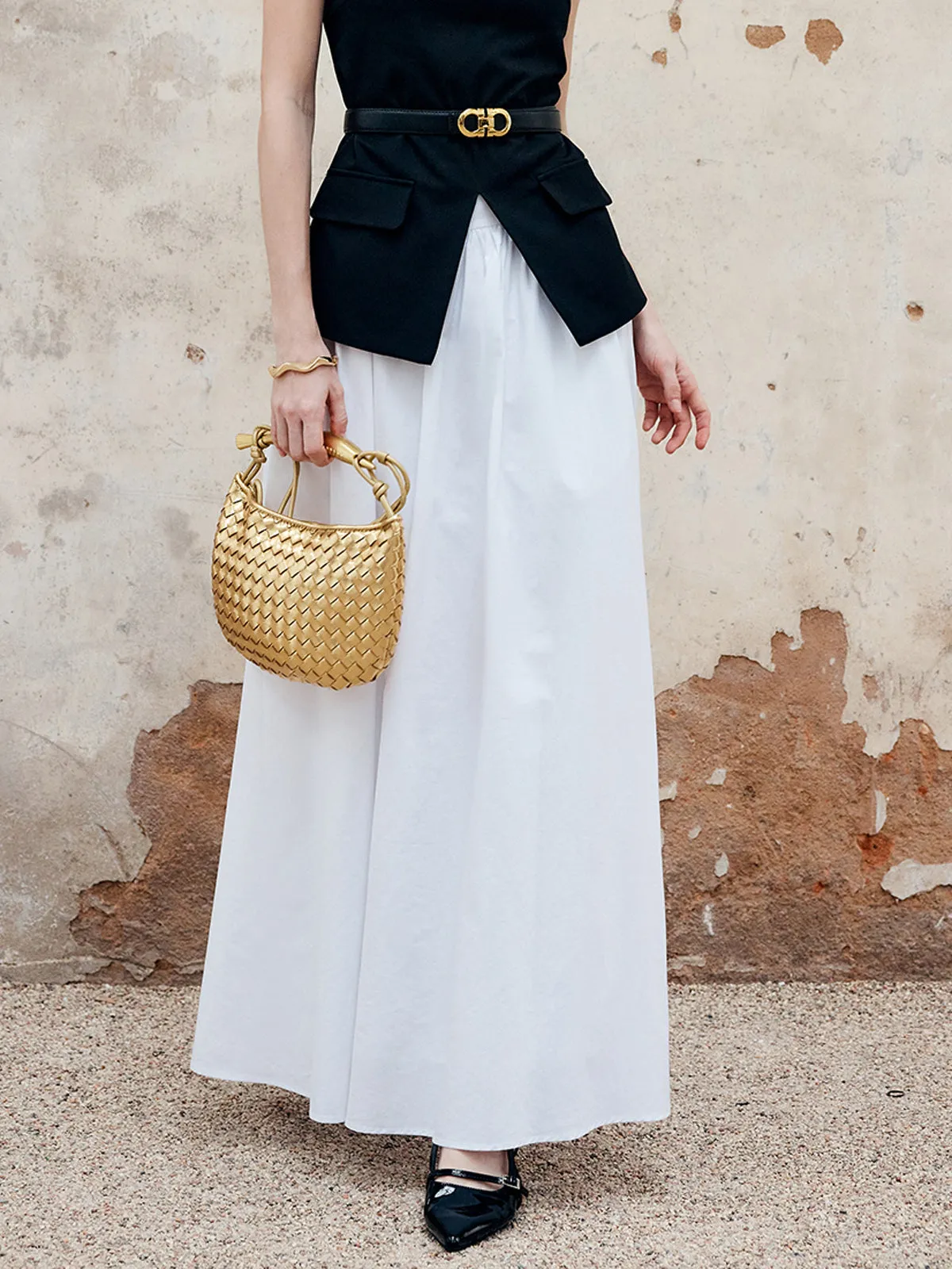 Pleated Plain Maxi Skirt sold by COMMENSE product image thumbnail 5