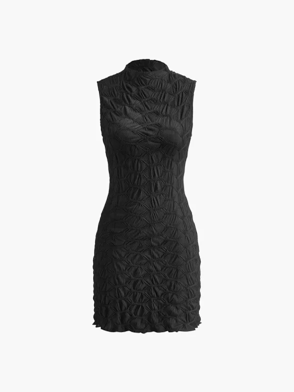 Mock Neck Plisse Detailed Dress sold by COMMENSE