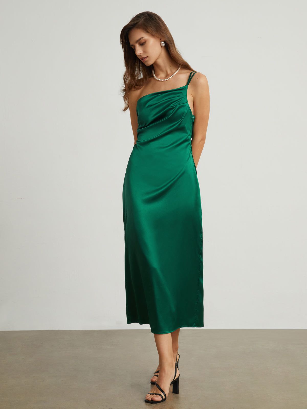 Greenfield Back Tied Satin Midi Dress sold by COMMENSE product image thumbnail 4