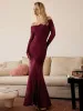 Ruched Off Shoulder Semi-sheer Maxi Dress sold by COMMENSE