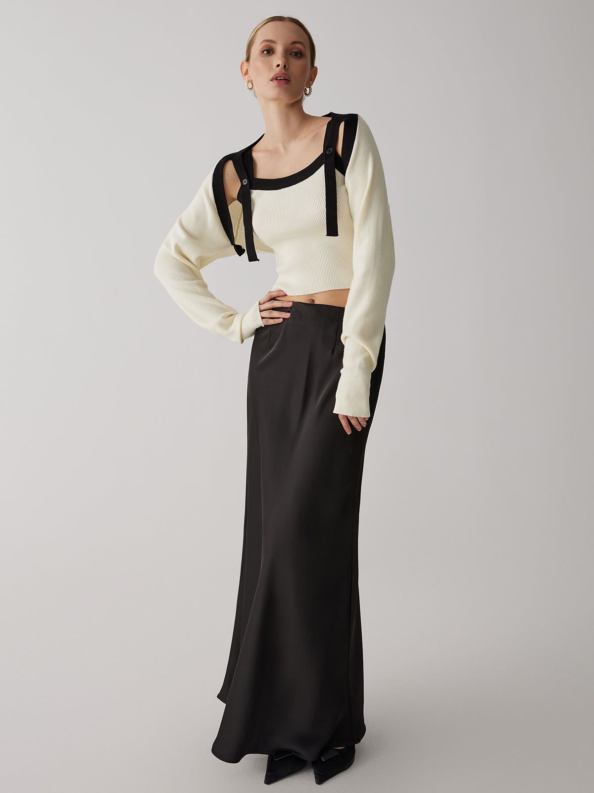 Contrast Trim With Shrug Sweater sold by COMMENSE product image thumbnail 2