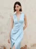 Lettuce Trim Split Tank Long Dress sold by COMMENSE