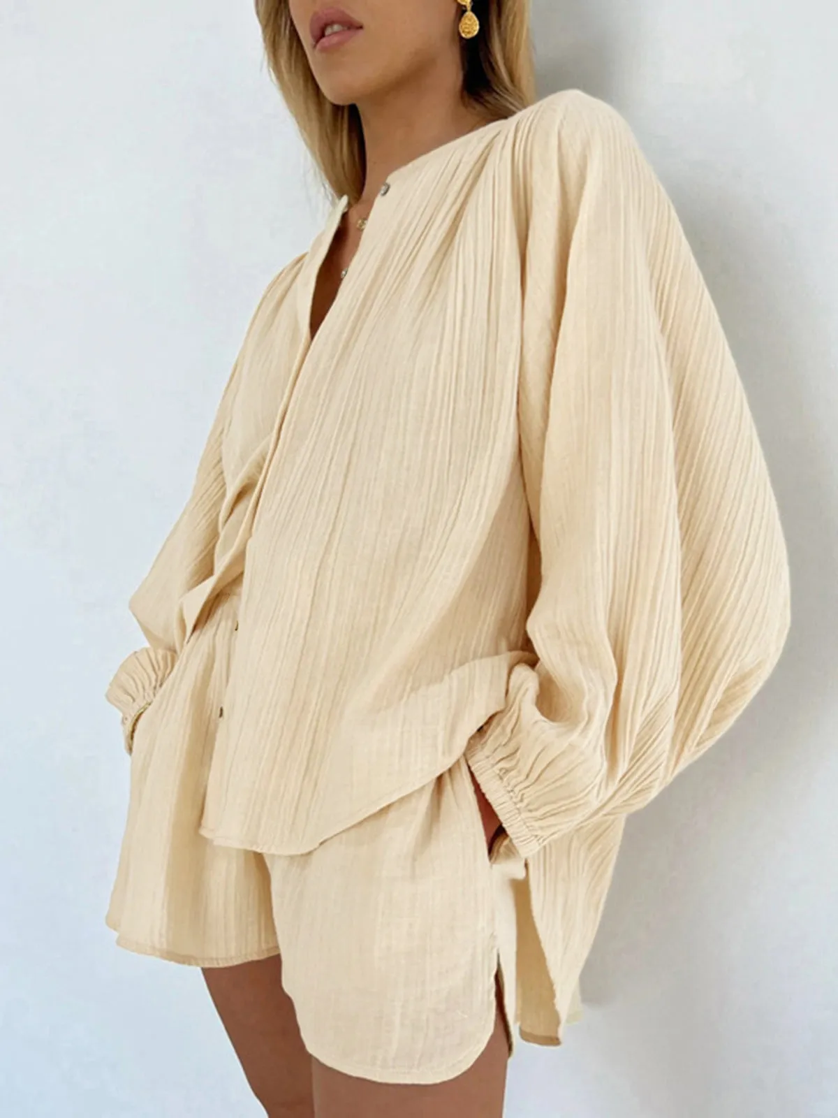 Santorini Textured Two Piece Shorts Set sold by COMMENSE product image thumbnail 2