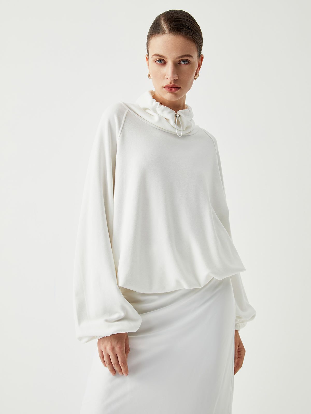 Sherpa Drawstring Turtleneck Sweatshirt sold by COMMENSE product image thumbnail 4