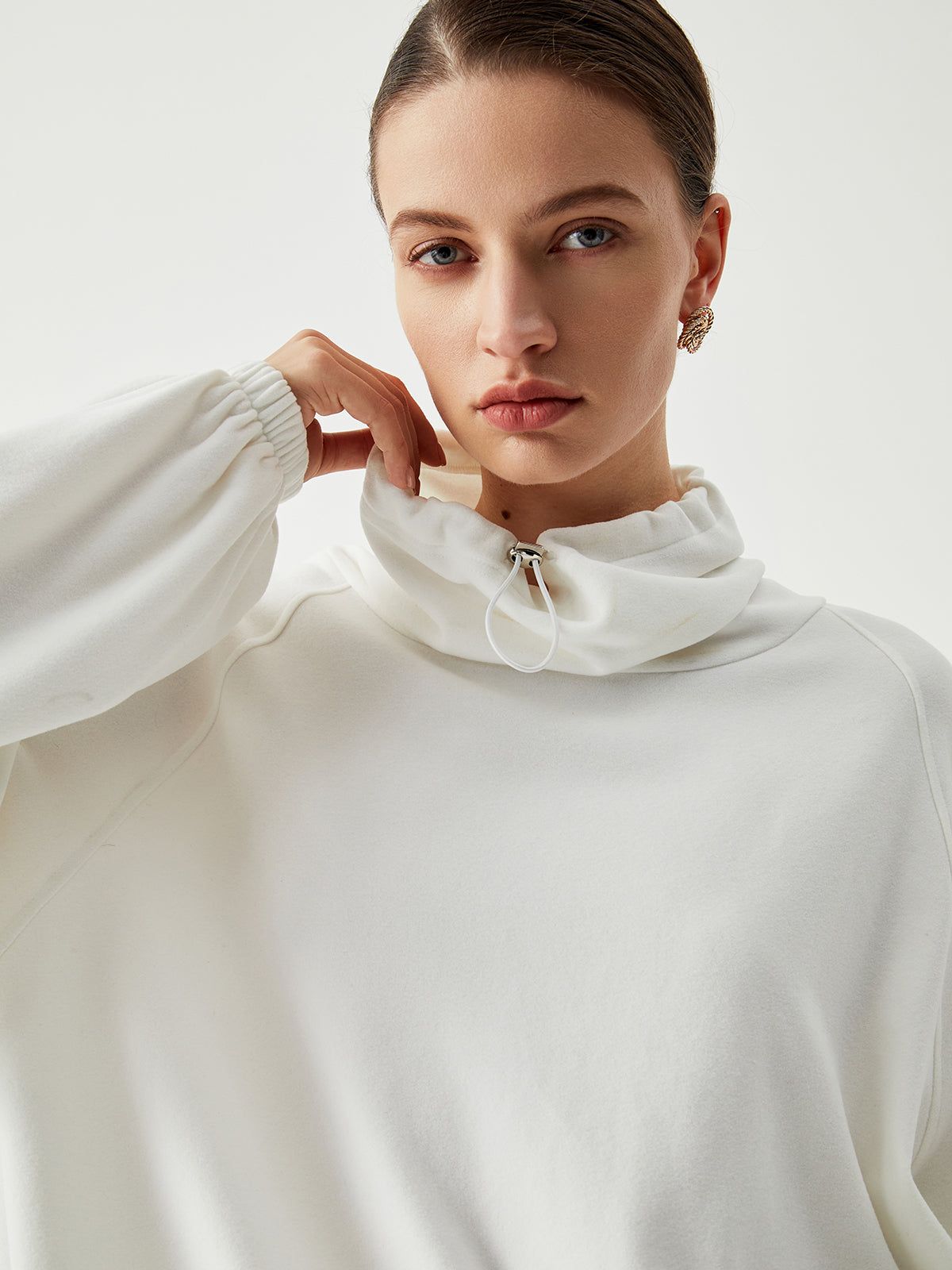 Sherpa Drawstring Turtleneck Sweatshirt sold by COMMENSE product image thumbnail 5