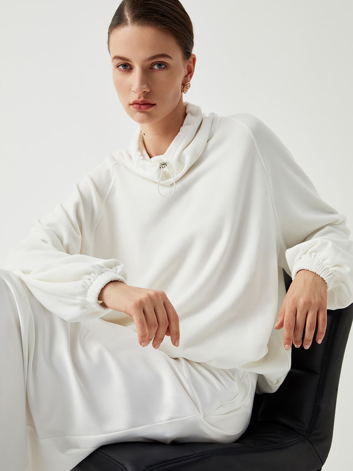 Sherpa Drawstring Turtleneck Sweatshirt sold by COMMENSE product image thumbnail 2