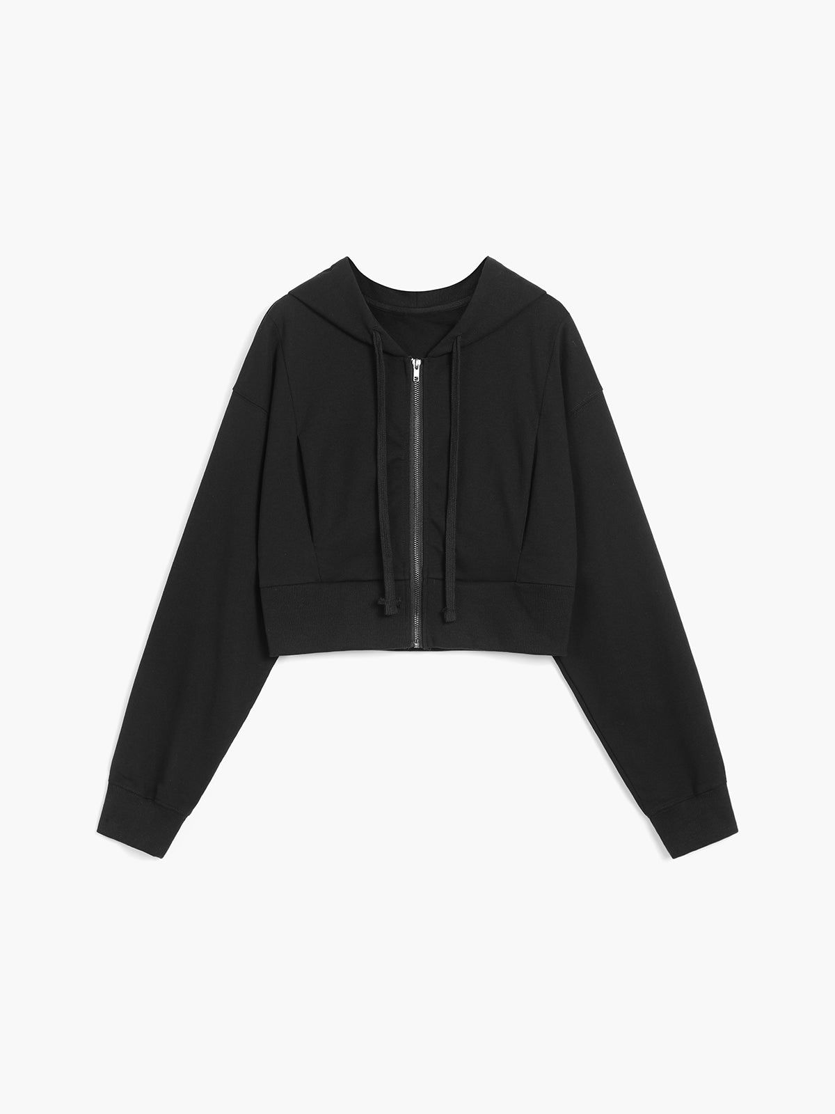 Basic Crop Zippered Hoodie sold by COMMENSE