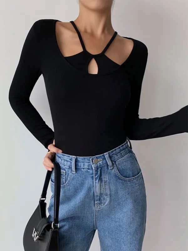 Halter Petals Long Sleeve Shirt sold by COMMENSE