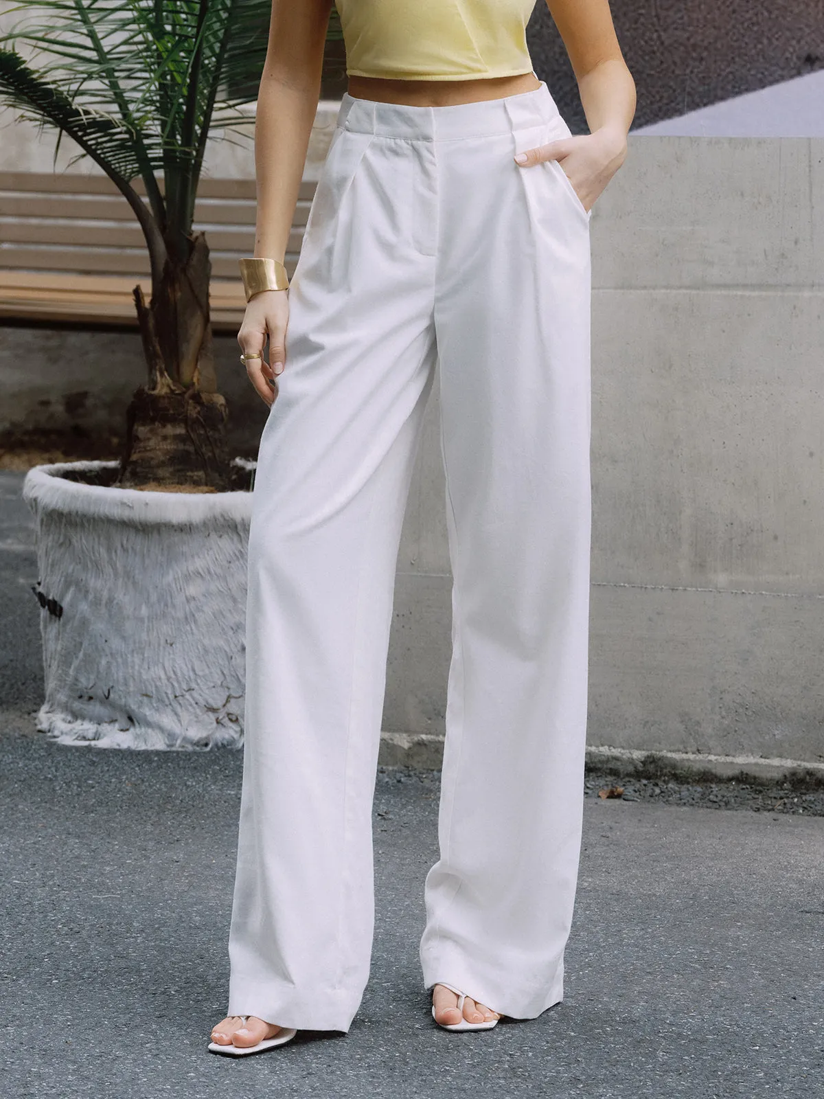 Casual Pockets Straight Leg Pants sold by COMMENSE