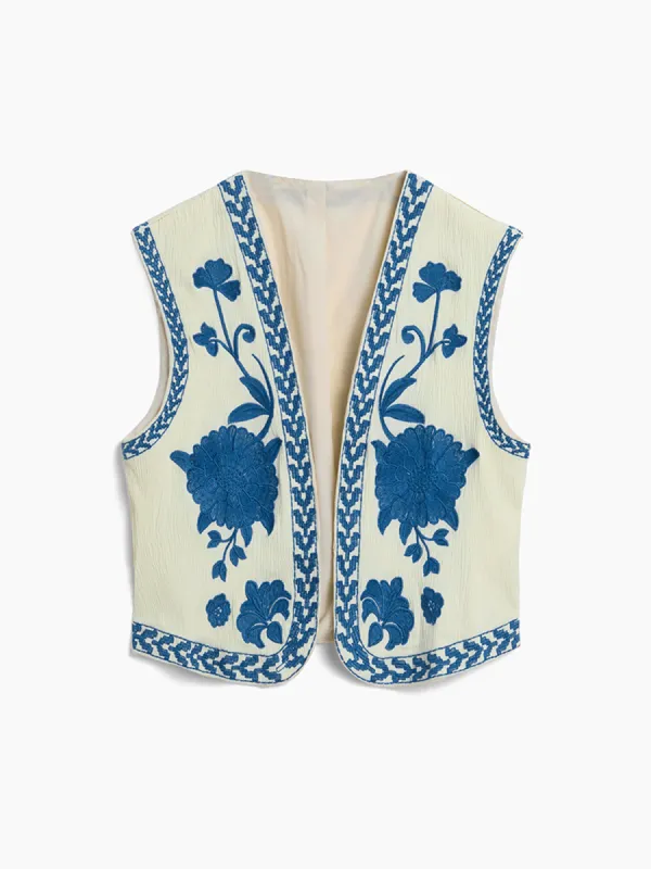 Embroidered Floral Vest sold by COMMENSE