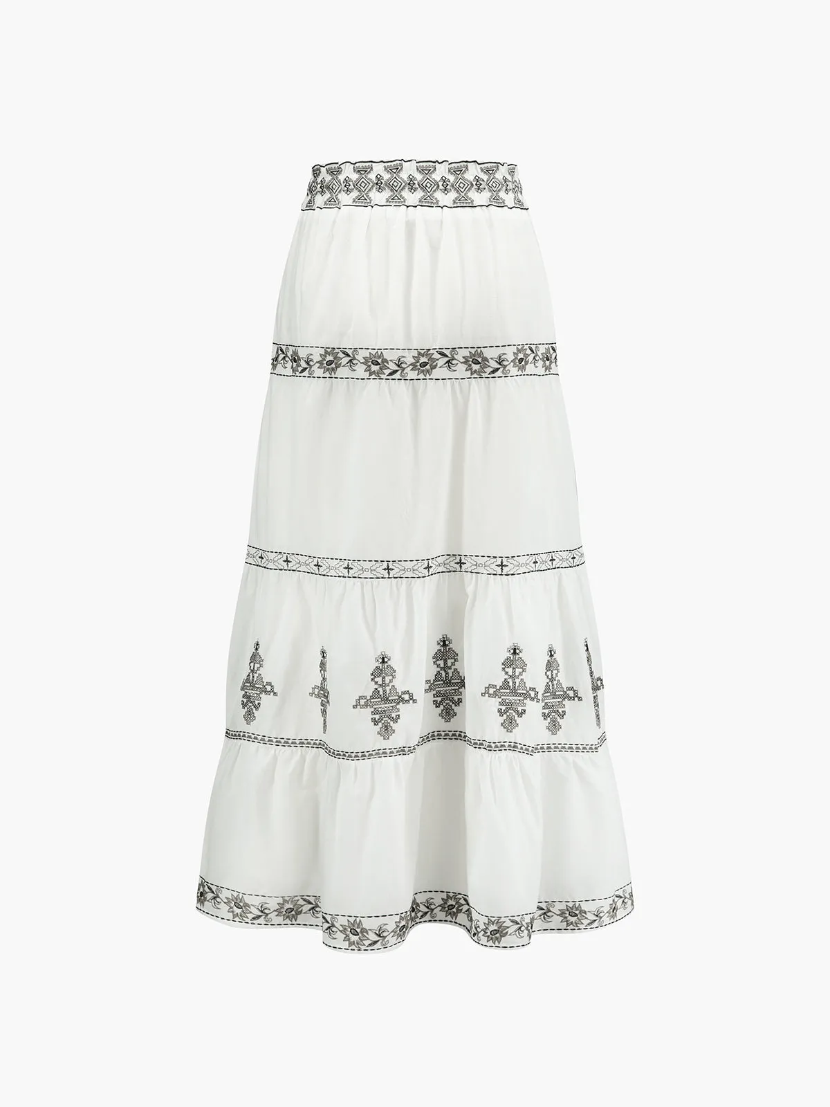 Romantic Jacquard Drawstring Maxi Skirt sold by COMMENSE product image thumbnail 2