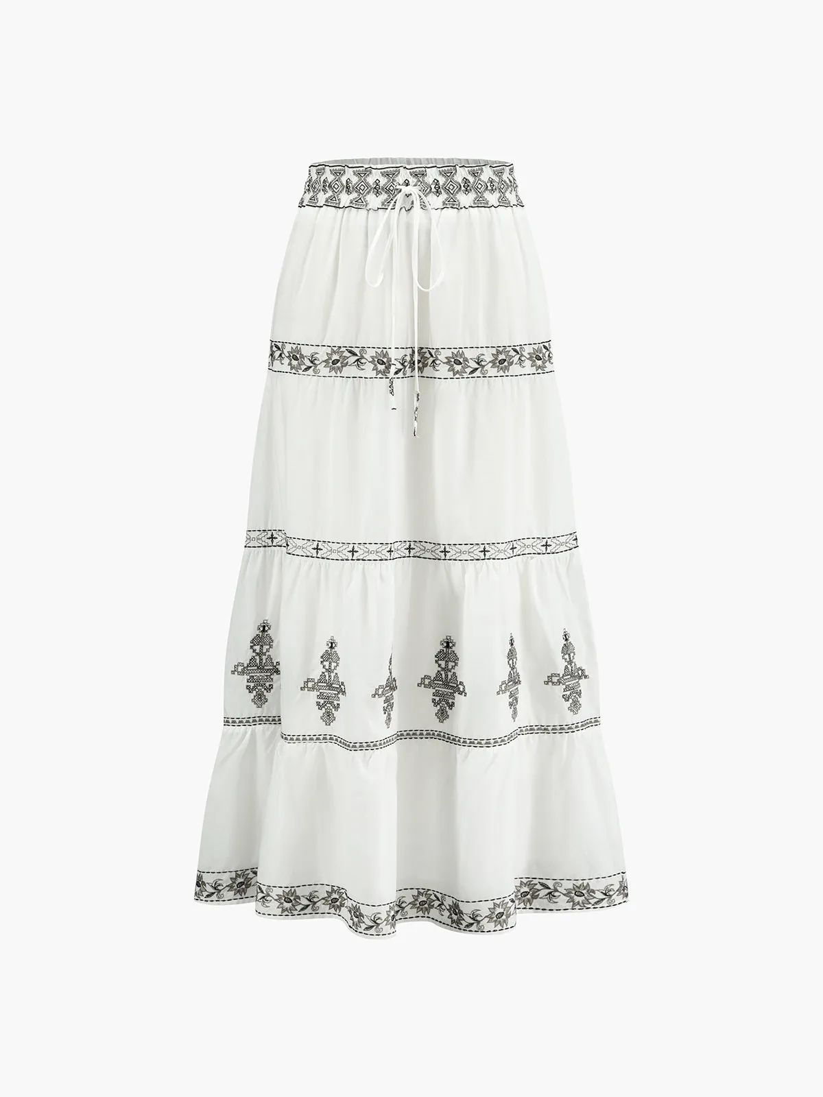 Romantic Jacquard Drawstring Maxi Skirt sold by COMMENSE