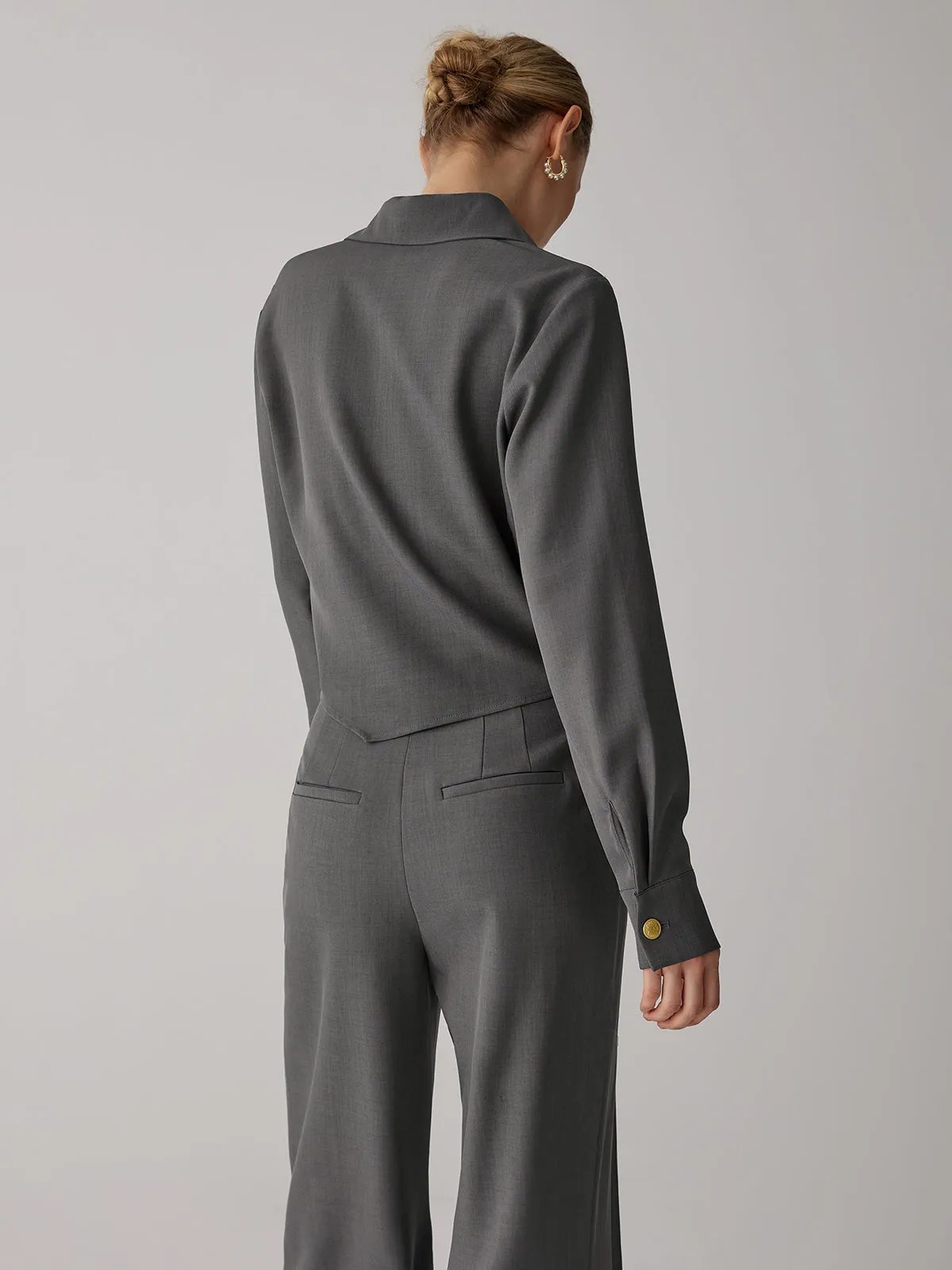 Asymmetric Metal Buckle Shirt sold by COMMENSE product image thumbnail 5