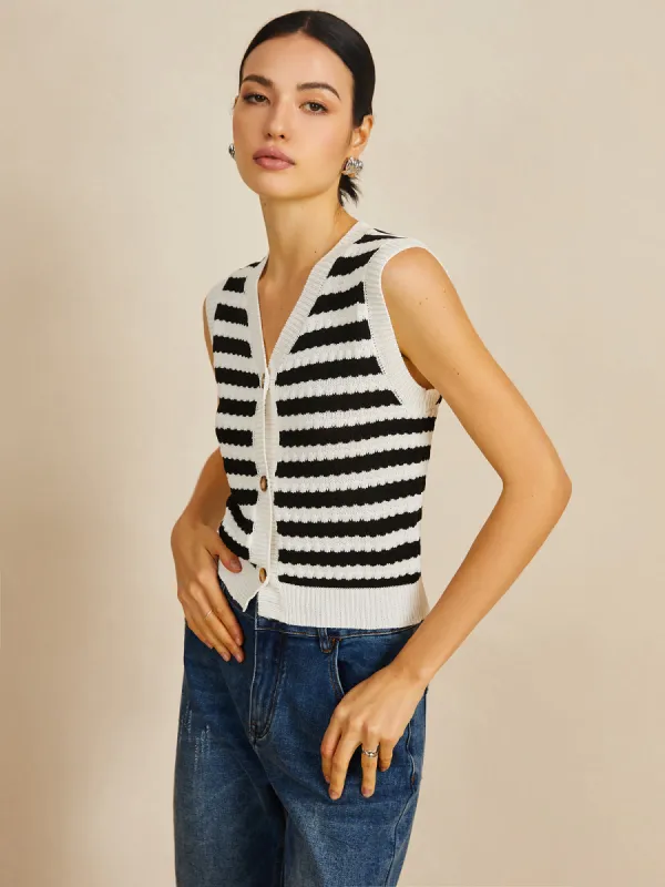 Striped Sweater Vest sold by COMMENSE