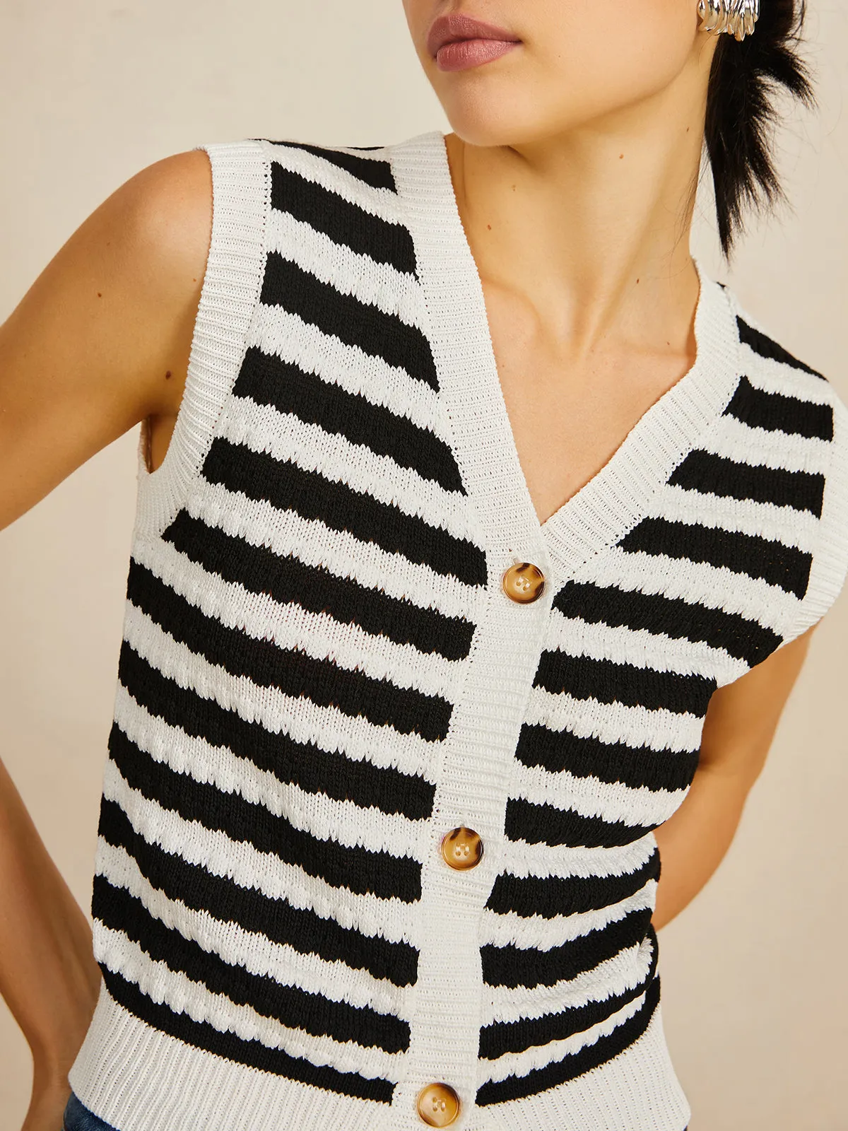 Striped Sweater Vest sold by COMMENSE product image thumbnail 2