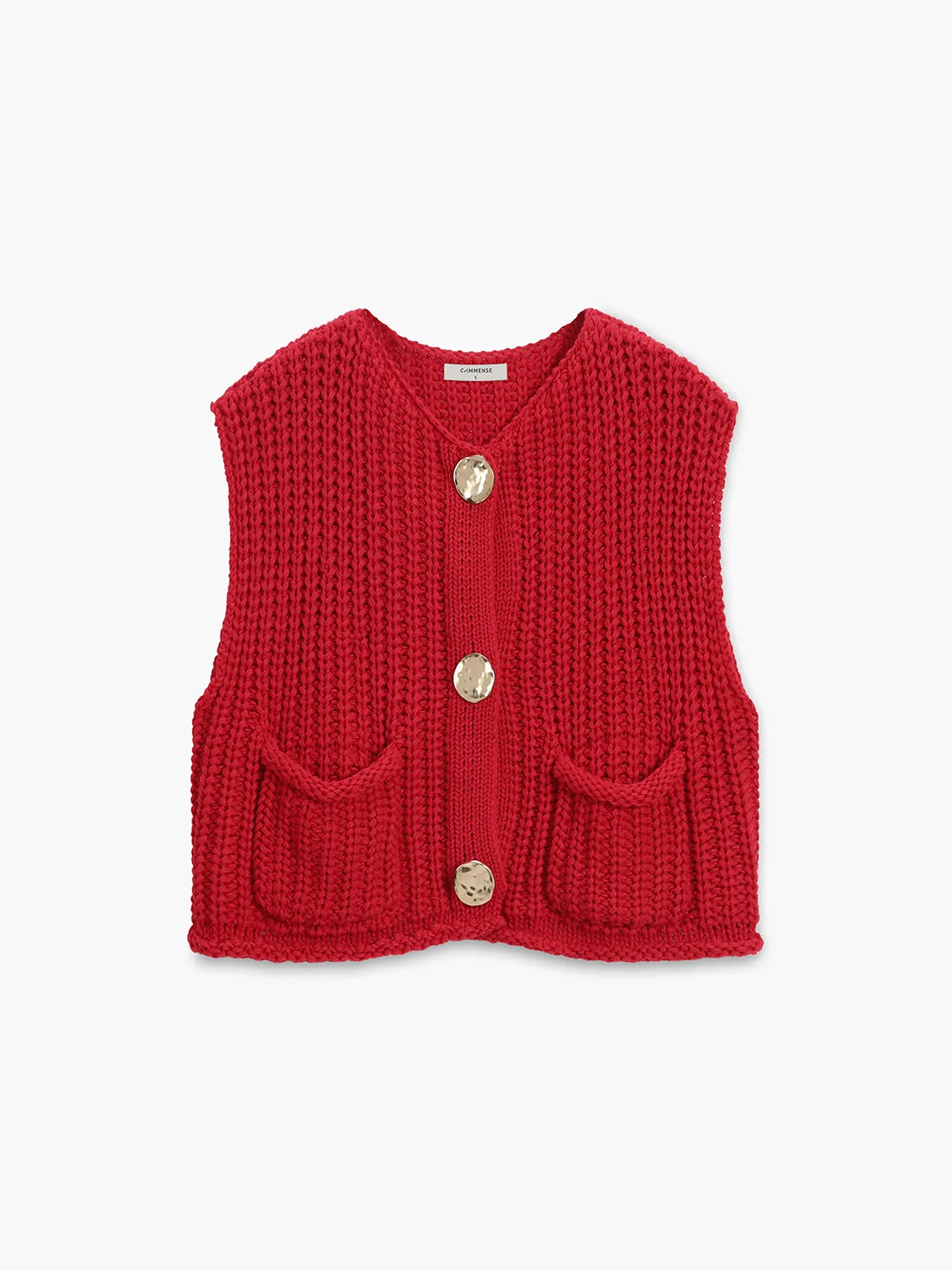 Crochet Button-Front Sweater Vest sold by COMMENSE