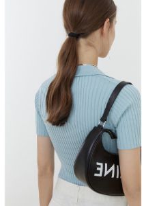 Crop Collared Polo Knit Top sold by COMMENSE
