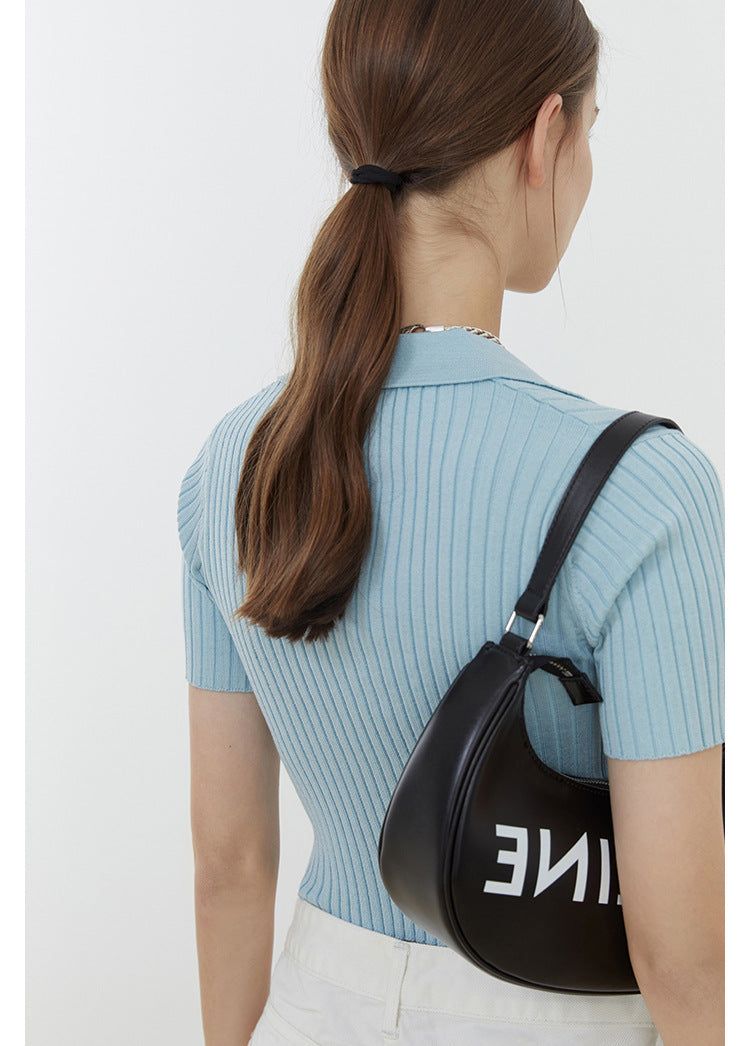 Crop Collared Polo Knit Top sold by COMMENSE product image thumbnail 6