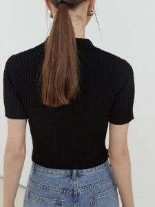Crop Collared Polo Knit Top sold by COMMENSE