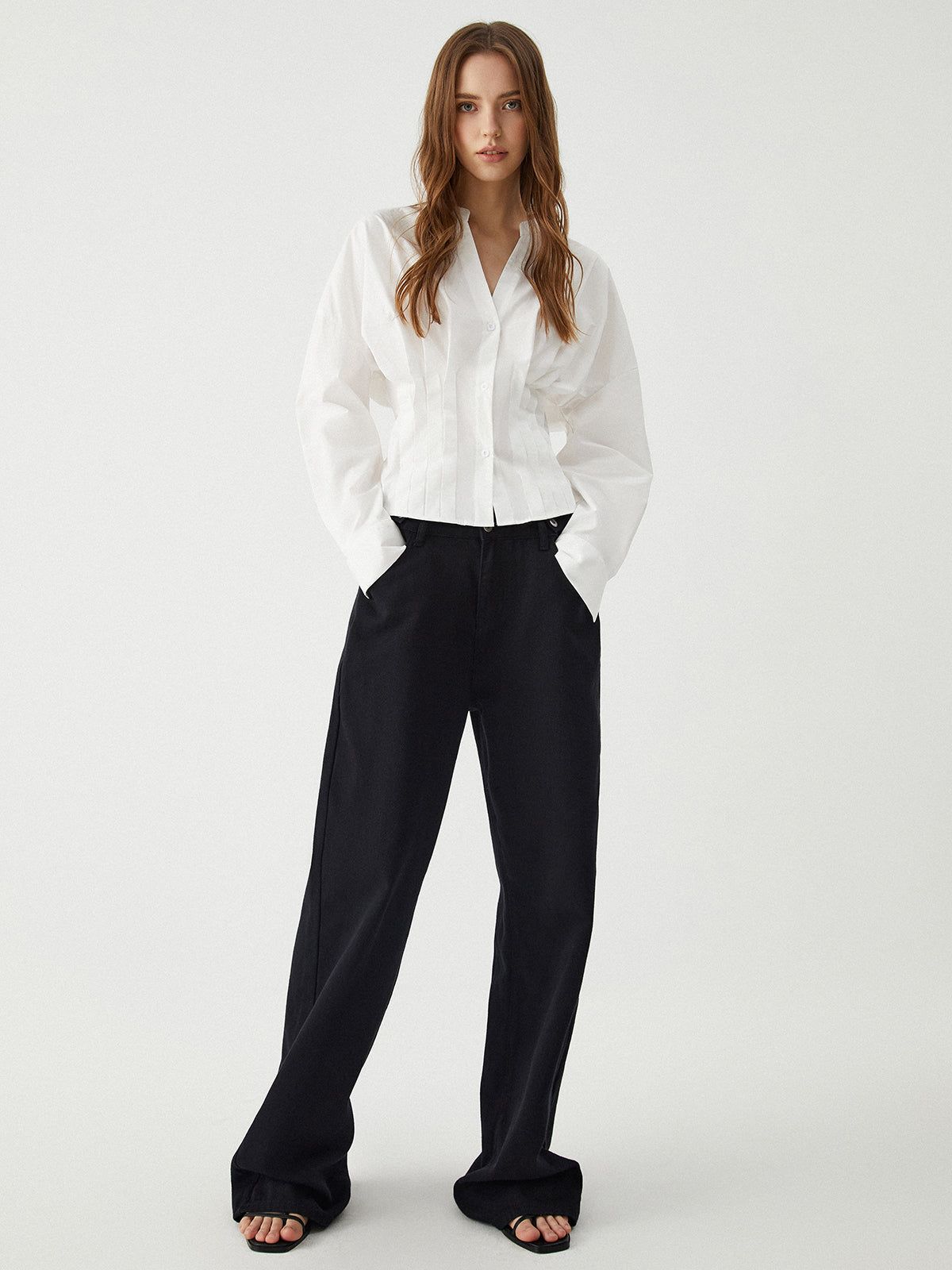 Solid Buttoned Long Sleeve Shirt sold by COMMENSE