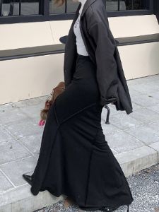 Asymmetric Piping Mermaid Maxi Skirt sold by COMMENSE