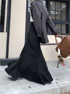 Asymmetric Piping Mermaid Maxi Skirt sold by COMMENSE