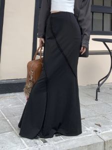 Asymmetric Piping Mermaid Maxi Skirt sold by COMMENSE