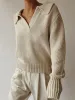 Lapel Ribbed Pullover Sweater sold by COMMENSE