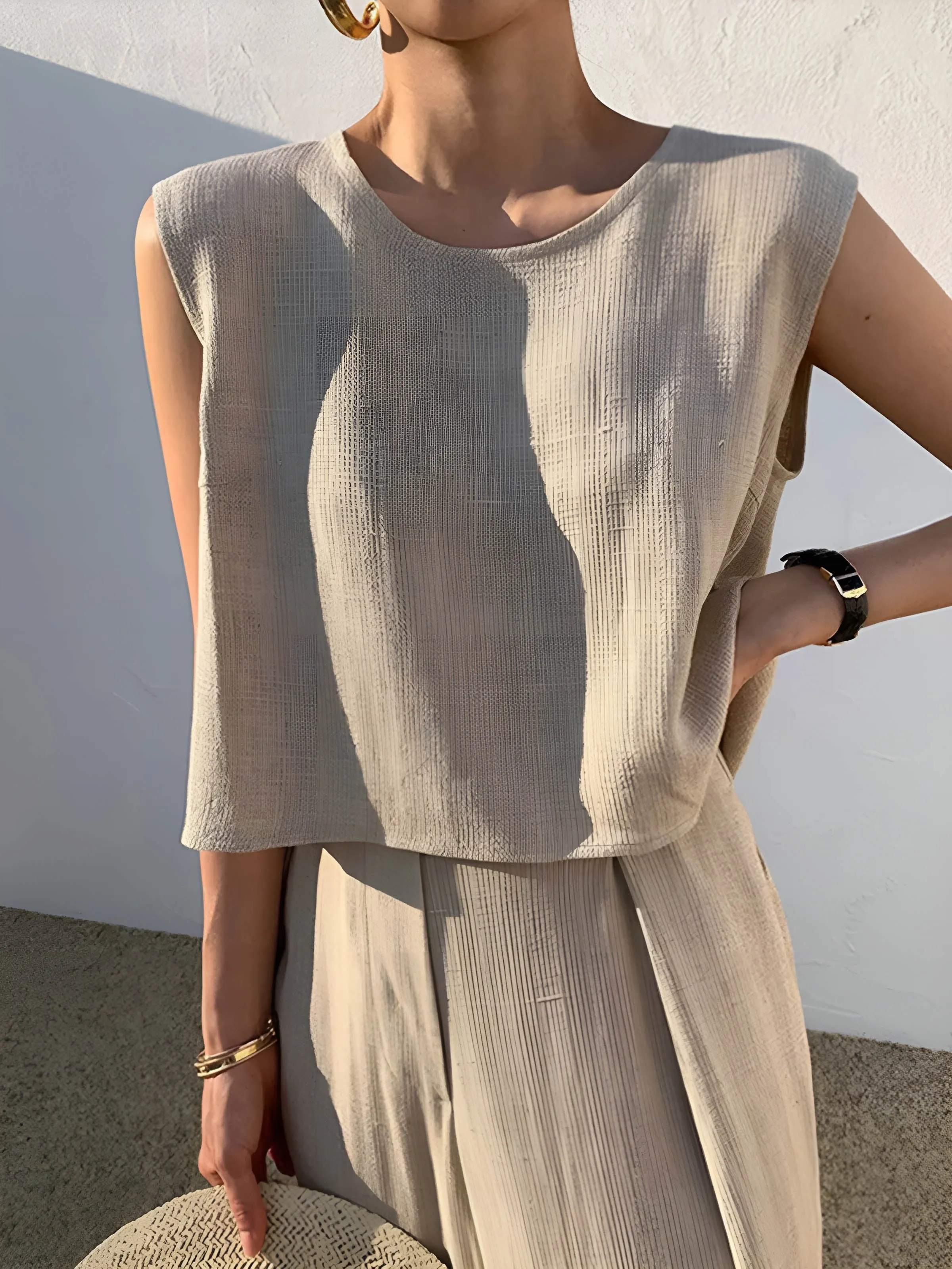 Linen Blends Casual Tank Top sold by COMMENSE product image thumbnail 2