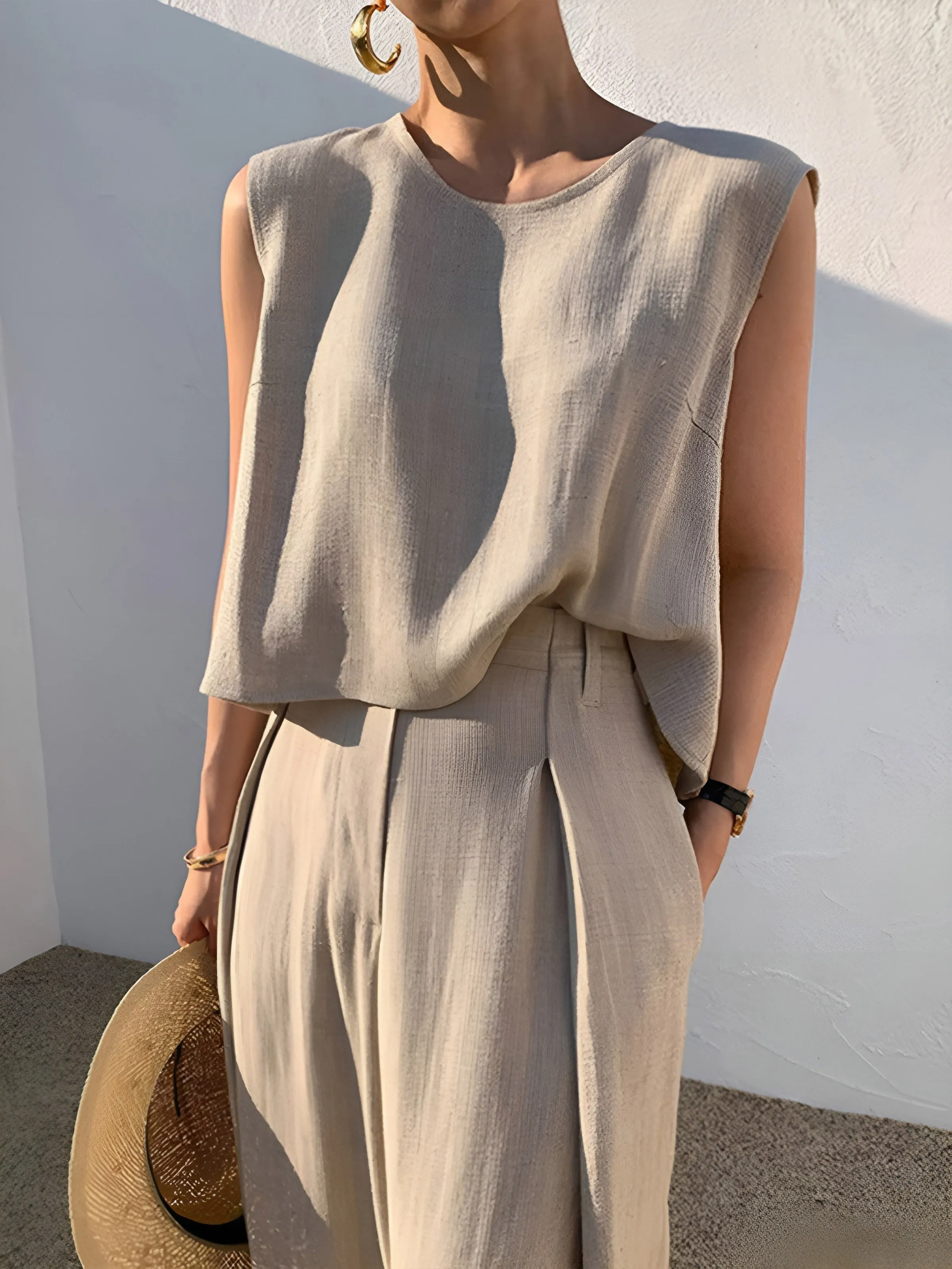 Linen Blends Casual Tank Top sold by COMMENSE product image thumbnail 3