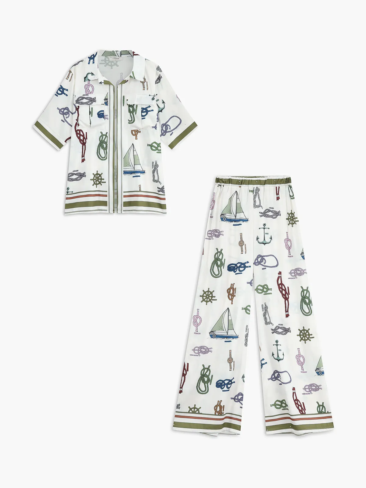 Printed Loose Collared Pants Set sold by COMMENSE product image thumbnail 2