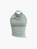 Cowl Neck Halter Backless Skirt Set sold by COMMENSE