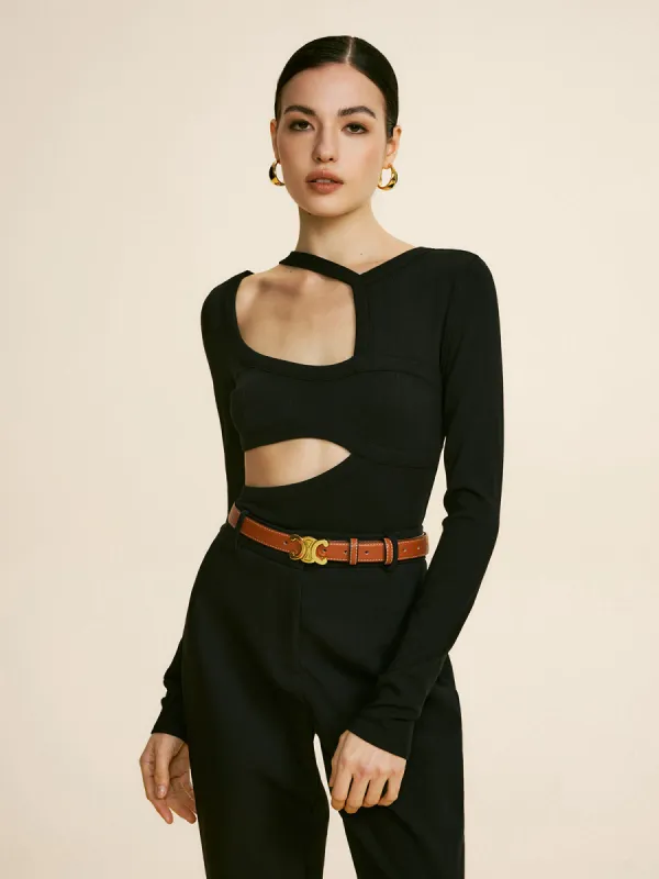 Cutout Piping Plain T-Shirt sold by COMMENSE