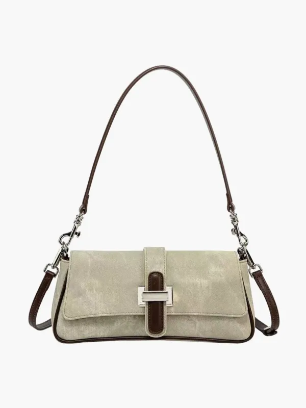 Two Tone Buckle Shoulder Bag sold by COMMENSE