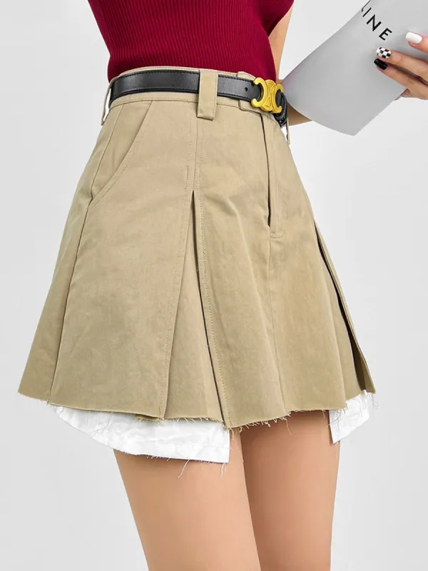 Retro Double Layers Pleated Skirt made by COMMENSE