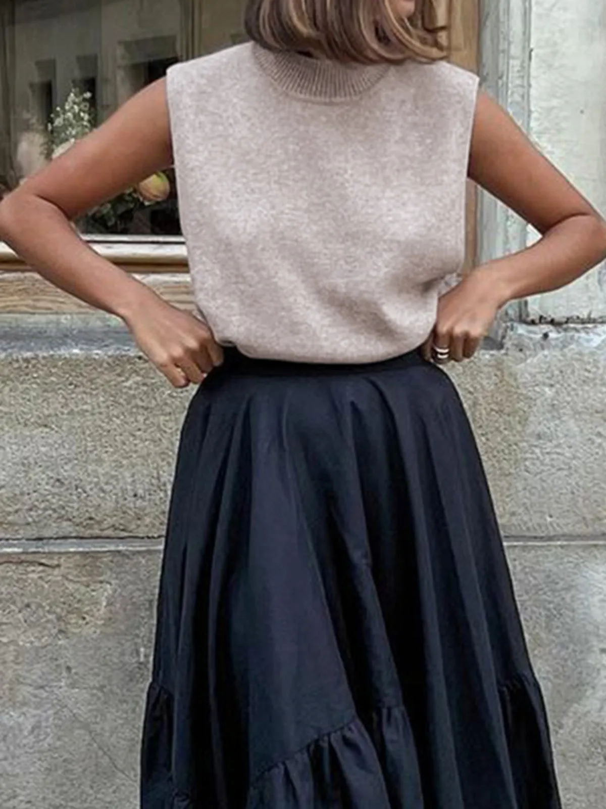 Stand Collar Sweater Vest sold by COMMENSE