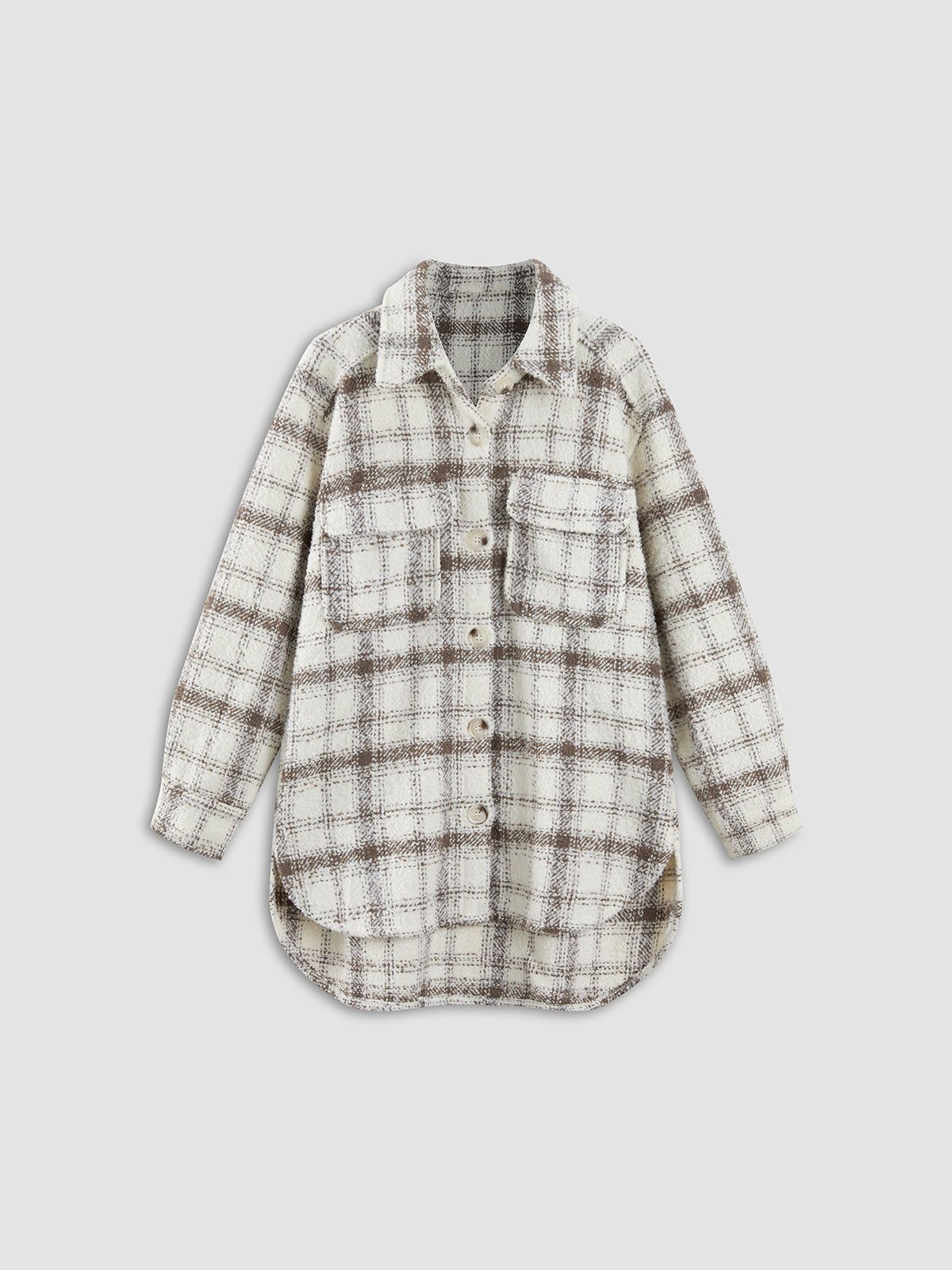 Check Collar Button Up Jacket sold by COMMENSE