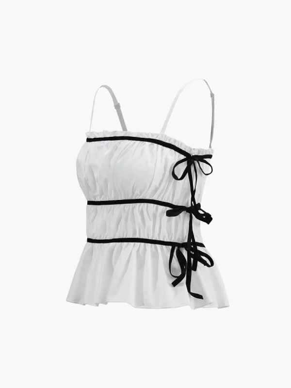 Contrast Binding Bow Decor Cami Top sold by COMMENSE