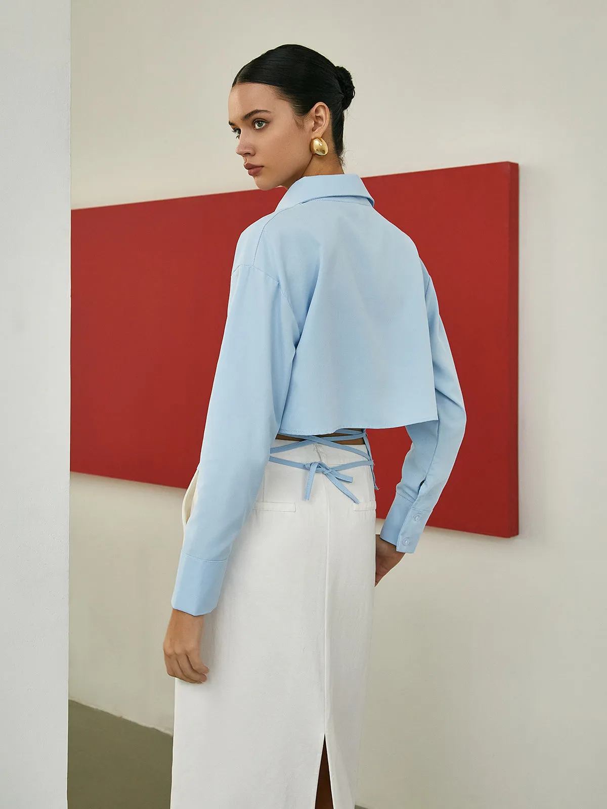 Casual Cutout Long Sleeve Shirt sold by COMMENSE product image thumbnail 2