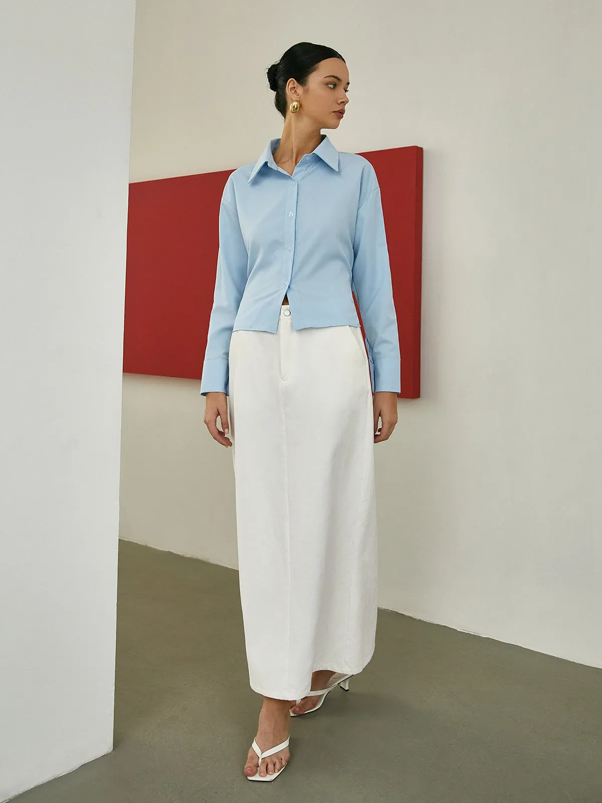 Casual Cutout Long Sleeve Shirt sold by COMMENSE product image thumbnail 3