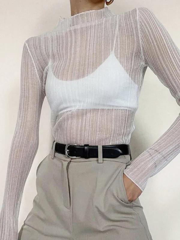 See Through Mesh Textured Shirt sold by COMMENSE