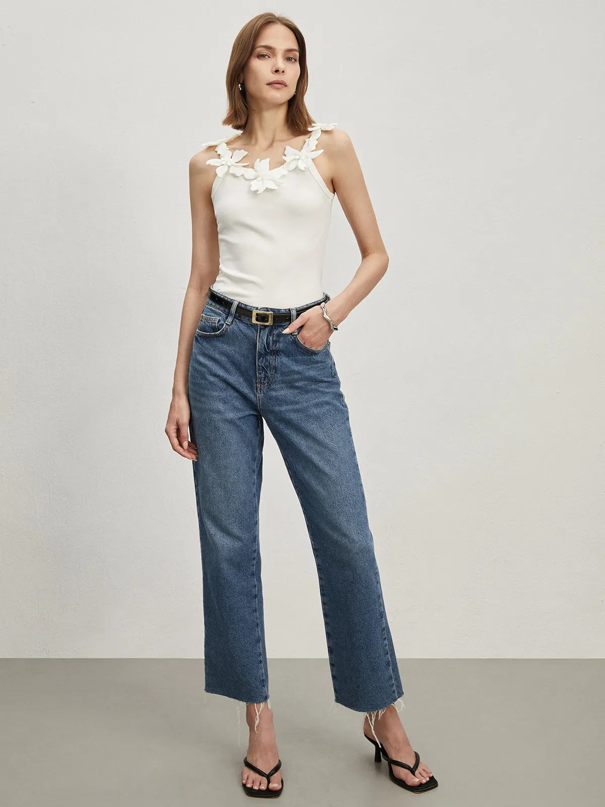 Jacquard Crew Neck Slim Cami Top sold by COMMENSE product image thumbnail 3