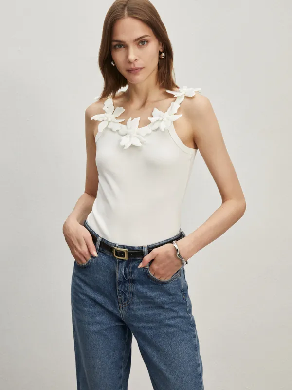 Jacquard Crew Neck Slim Cami Top sold by COMMENSE