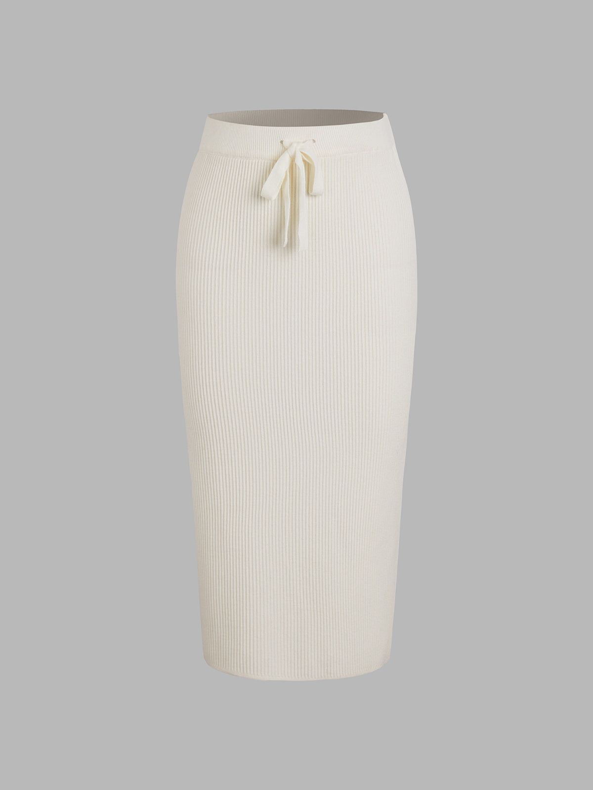 Ivory Glow Drawstring Ribbed Long Skirt sold by COMMENSE