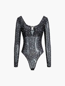 Floral Mesh Bodysuit sold by COMMENSE