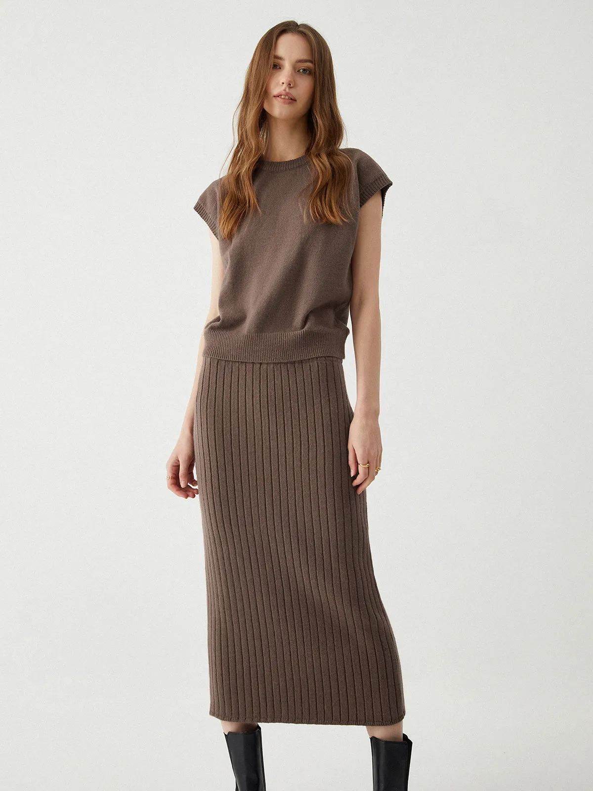 Ribbed Knit Sweater Dress Set sold by COMMENSE