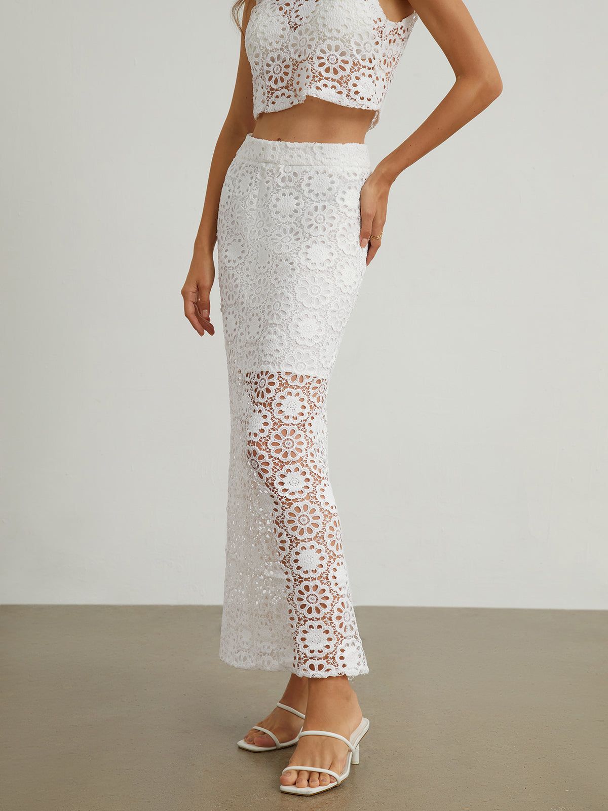 Sunflowers Floral Crochet Two Piece Skirt Set sold by COMMENSE product image thumbnail 3